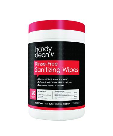 HandyClean Rinse Free Sanitizing Wipes, Surface Cleaner Wipes, 120 ct of 9.5 x 7 inches Sanitizing Wipes