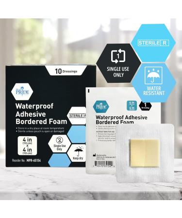 Buy MED PRIDE Waterproof Silicone 4x4 Foam Wound Dressing - Sterile Adhesive Border for Home & Emergency Care (10-Count - Buy Online on GoSupps.com