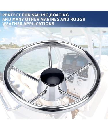 Marinebaby Stainless 5-Spoke 11 Inch Destroyer Style Boat Steering Wheel for Pontoon Boat Yacht - Buy Online on GoSupps.com