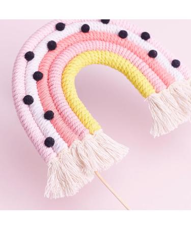 Boho Braided Rainbow & Cloud Cake Topper for Birthdays, Baby Shower, Christenings - Pinks & Polka Dots - Buy Online on GoSupps.com