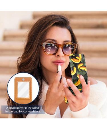 Travel Lipstick Organizer Case - Portable Makeup Bag with Mirror - Black Banana Design | Shop Now - Buy Online on GoSupps.com