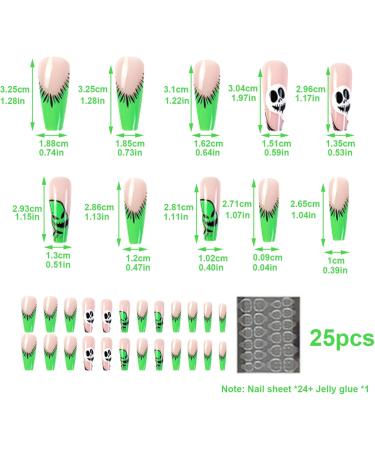 Halloween Nails Halloween Press on Nails Medium Horror Ghost and Skull Halloween Fake Nails 24PCS Coffin French Tip False Nails with Gel Glue for Halloween - Buy Online on GoSupps.com