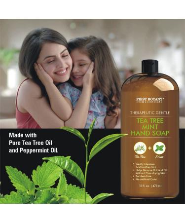 First Botany Tea Tree Mint Hand Soap - Natural Liquid Hand Soap with Peppermint, Jojoba & Coconut Oil - 16 oz - Buy Online on GoSupps.com