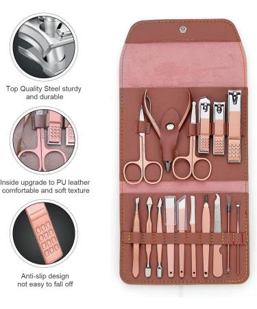 Jiklophg Manicure Kit 16 Pieces Spoon Ear Stainless Steel Nail Clippers Travel Manicure Scissors for Nails - Buy Online on GoSupps.com