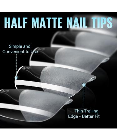 TOMICCA Soft Gel Nail Tips 240PCS Clear Half Matte Full Cover | Pre-Buff No File Nail Tips 12 Sizes | Nail Extensions for Salon and Home DIY - Buy Online on GoSupps.com