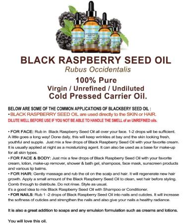 100% Pure Black Raspberry Seed Oil 0.5 Fl.oz- 15 ml - Cold Pressed Carrier Oil for Skin, Hair, Lip, Nail Care - Rich in Antioxidants, Vitamin A & E - Buy Online on GoSupps.com