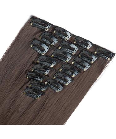 Silk-co 23 Inch Light Brown Clip in Hair Extensions - 8PCS Long Straight Synthetic Hair Pieces for Full Head - Buy Online on GoSupps.com