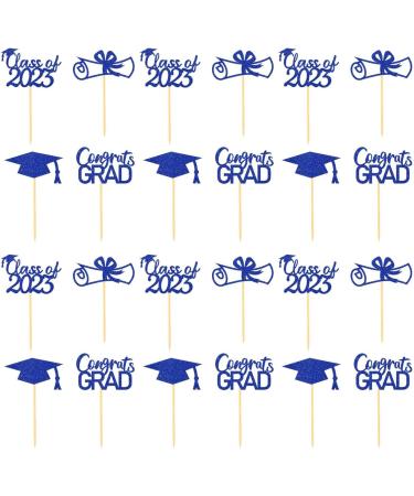 Vigcebit Graduation Cupcake Toppers 2023 | Graduation Cupcake Toppers | Class of 2023 Graduation Cupcake Toppers Diploma Grad Caps Cake Toppers Picks for Graduation Blue - Buy Online on GoSupps.com