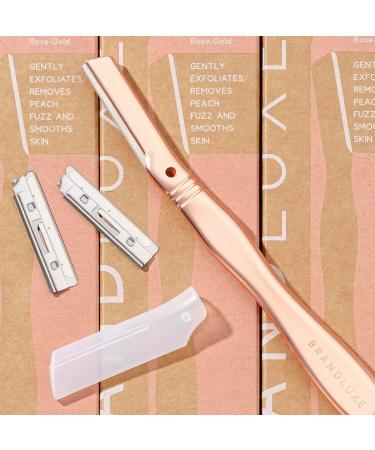 Brandluxe Dermaplaning Tool - Face & Eyebrow Shaping, Hair Removal & Exfoliation Razor (Rose Gold +2 Heads) - Eco-Friendly Design for Women - Buy Online on GoSupps.com