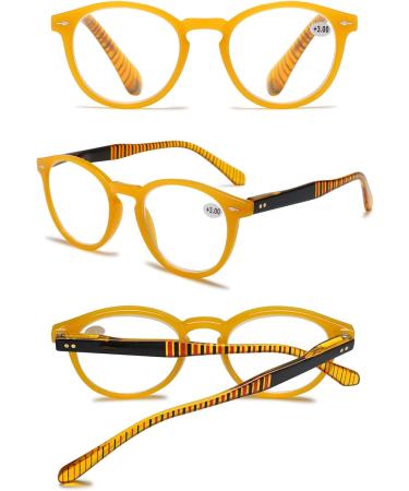 Shop Abetos Retro Reading Glasses - Anti Blue Light Comfortable Stylish for Men & Women - Large Round Computer Glasses in Starch Yellow 3.0x - Buy Online on GoSupps.com