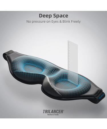 Innovative Sleep Mask for Men and Women | Trilancer 3D 100% Light Blocking Design | Comfortable Eye Mask Blackout Blindfold for Sleeping, Nap, Meditation, and Travel with Earplugs - Black - Buy Online on GoSupps.com