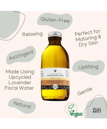 Valley Mist Micellar Water + Toner for Normal - Dry Skin - 3 in 1 Makeup Remover Cleanser + Toner - with Neroli + Lavender - 200 ml - Buy Online on GoSupps.com