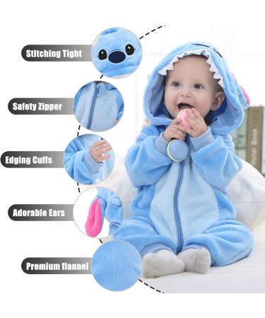 TMEOG Baby Romper Hooded Jumpsuit | Unisex 6-12 Months | Blue Star Design | Autumn Winter Flannel Clothing - Buy Online on GoSupps.com