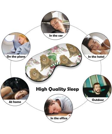 Watercolor Lion & Tropical Leaves Sleep Mask | Adjustable Strap | Blocks Light | Night Travel Nap Blindfold for Men & Women - Buy Online on GoSupps.com