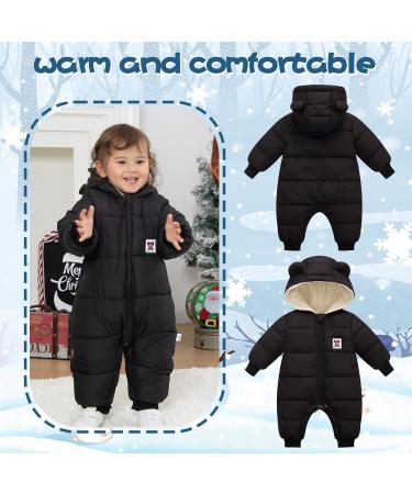 Milkiwai Baby Snowsuit Romper | Cute Bear Hooded Jumpsuit | Boys Girls Winter Outfit 73 Black - Buy Online on GoSupps.com