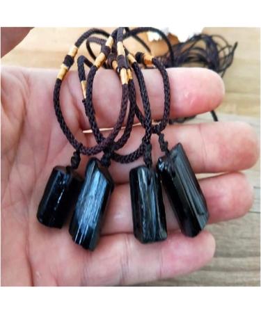 Minerals Stones Natural Crystal Black Tourmaline Stone Pendant Necklace Fashion Jewelry Crystal Stones Decoration ERTEYIN