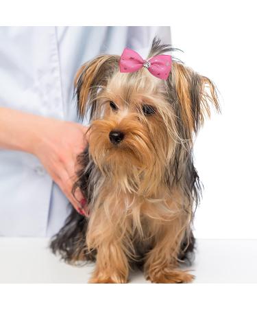 Pet Show Big Dog Hair Bows - 20 Pairs for Small to Large Dogs and Cats | Rhinestone Floral Bowknot Grooming Accessories with Rubber Bands - Pink, Blue - Buy Online on GoSupps.com