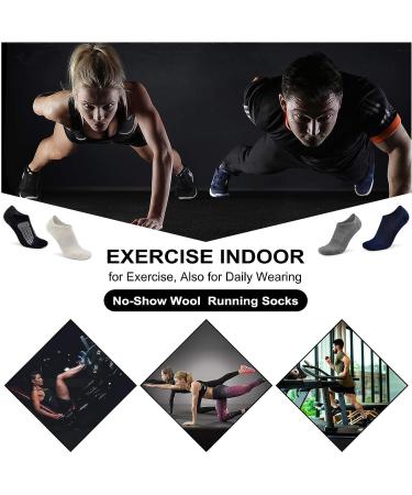 Busy Socks No Show Merino Wool Athletic Running Socks - 3 Pairs White | Men Women Low Cut Non-Slip Sport Wool Socks - Buy Online on GoSupps.com