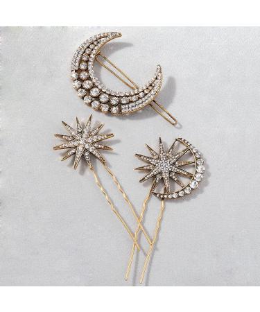 6PCS Metal Hair Forks - Moon & Star Rhinestone Hair Sticks for Women | Hair Accessories for Thin Thick Hair - Buy Online on GoSupps.com
