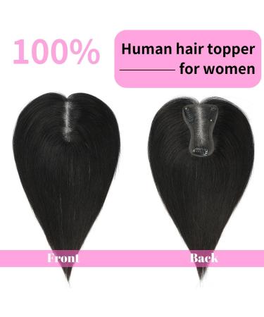 GULALUUK Real Human Hair Topper 10inch Natural Black - 120 Density Swiss Lace Base | UK Hair Pieces for Women - Buy Online on GoSupps.com