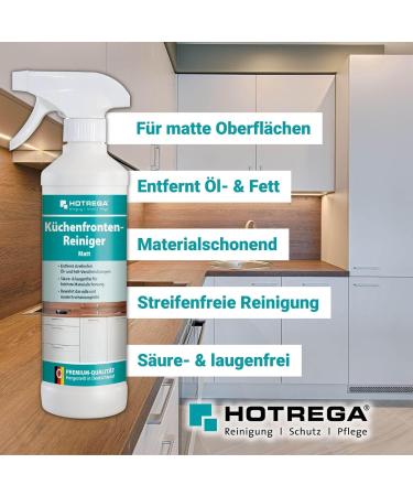 HOTREGA Kitchen Front Cleaner Matt 500ml - Streak-Free Degreaser with Microfibre Cloth | Optimal Kitchen Cleaner for International Shipping - Buy Online on GoSupps.com