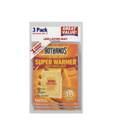 HotHands Body & Hand Super Warmers - Long Lasting Safe Natural Odorless Air Activated Warmers - Up to 18 Hours of Heat - 3 Individual Warmers