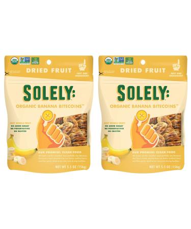SOLELY Organic Dried Banana Bitecoins, 5.5oz (Pack Of Two) | One Ingredient | Vegan | Non-GMO | No Added Sugar Packaged By Independent Cuisine