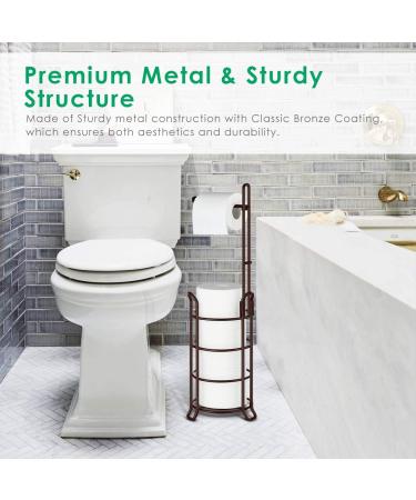 TomCare Metal Wire Toilet Paper Holder Stand - Free-Standing Storage Shelf for Bathroom - Holds 3 Spare Rolls - Bronze Finish - Buy Online on GoSupps.com