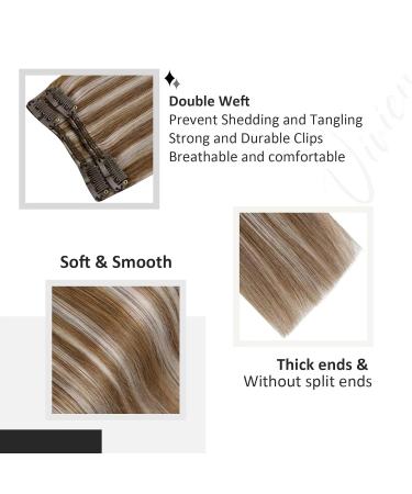 Vivien Clip-In Extensions | Real Remy Hair - 12 Inch Light Brown & Platinum Blonde - 30cm 80g 7pcs - Buy Online on GoSupps.com