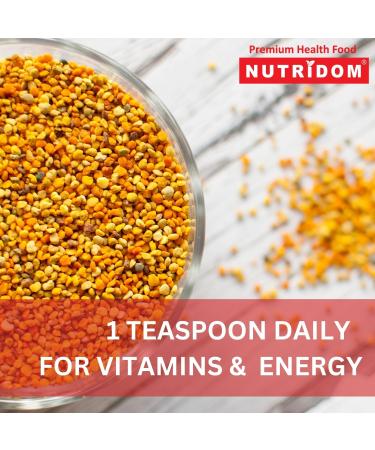 Nutridom Raw Bee Pollen Granules 200g (7oz) | 100% Pure Naturally Harvested No Additives or Preservatives Superfood Source of Vitamin B Minerals Amino Acids & Protein - Paleo & Keto Friendly Gluten Free - Buy Online on GoSupps.com