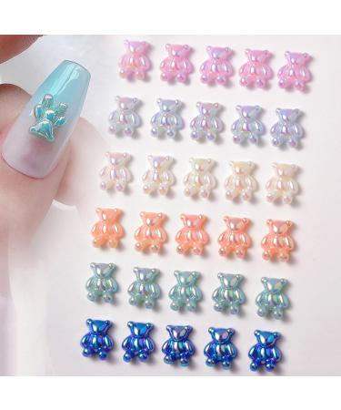 FEIlei 5PCS Cute Bear Nail Rhinestones Resin Bear Nail Gems Gummy Bear Nail Charms - Buy Online on GoSupps.com