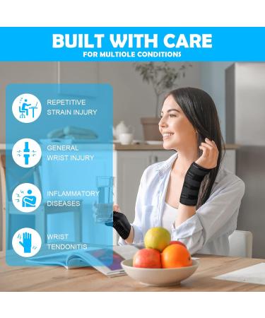 AOOWU Adjustable Wrist Support Brace with Metal Splint - Pain Relief for Carpal Tunnel, Sprains, Tendonitis - Breathable Design - L Left - Buy Online on GoSupps.com