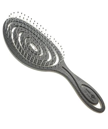 Head Jog 08 Paddle Brush Flexible Soft Pin Bristles Detangling Wet Or Dry Hair. Gentle Brushing Hairbrush. Detangle Brushes For Straight Curly & Wavy Hair Types. (Monochrome Collection Graphite)