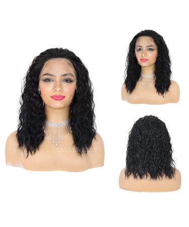 SALLYWELL 14 Inch Lace Front Wave Synthetic Wig | Heat Resistant Short Bob Wig with Baby Hair | JSGLC-Black - Buy Online on GoSupps.com