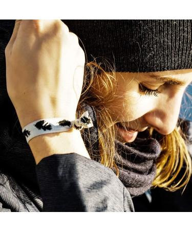 Super Soft Hair Tie & Bracelet Set for Women Children & Girls - Glittery Shimmering Fabric in Violet Black Silver & Stone - Buy Online on GoSupps.com