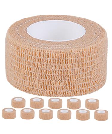 12 Rolls Self Football Sports Wrap Athletic Wrap Self Toe Bandages Finger Bandages Wrapping Tape for Injuries Sports Tape for Fingers Non-Woven Fabric Light Brown 450.00X2.50X0.10CM