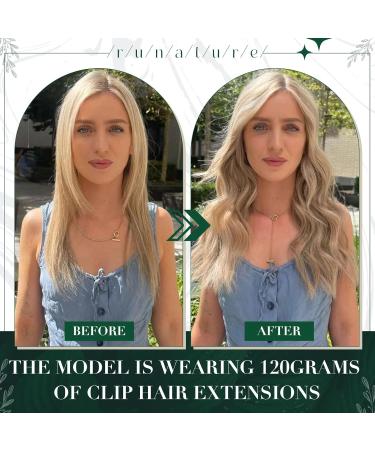 Runature Clip-In Extensions Real Hair - Dark Ash Blonde & Gold Blonde - 40cm (16 Inch) #16P22 - 50g 3 Piece Set - Quality Remy Hair - Buy Online on GoSupps.com