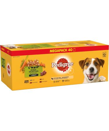 Pedigree Mixed Selection in Gravy 40 Pouches Adult Wet Dog Food Megapack (40 x 100 g) Adult Mixed Selection in Gravy 100 g (Pack of 40) - Buy Online on GoSupps.com