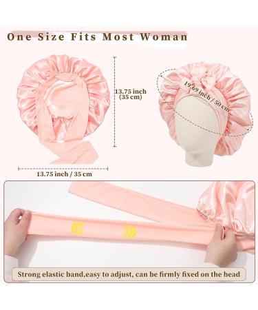 Welrog Satin Hair Hood for Women - Double-Sided Silk Bonnet for Hair Protection - Sleep Hood - Pink/Light Pink - Buy Online on GoSupps.com