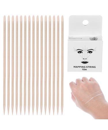 Beaupretty Eyebrow Mapping String for Microblading 1 Set Eyebrow Mapping String Portable Ink Mapping String Eyebrow Drawing Line Women Beauty Tool with Wooden Sticks