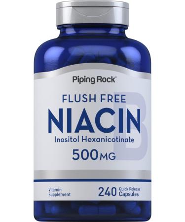 Piping Rock Niacin 500mg | Flush Free | 240 Capsules | Vitamin B3 Supplement | Non-GMO Gluten Free