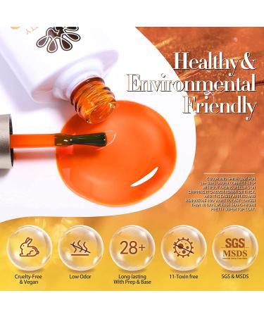 BORN PRETTY Jelly Gel Nail Polish Set - Fall/Winter Collection | Translucent Sheer Clear Gel Polish in Red, Coral, Burnt Orange, Grey, Amber, Brown | 6 Colors Gift Set for Manicure - Crystal Amber - Buy Online on GoSupps.com