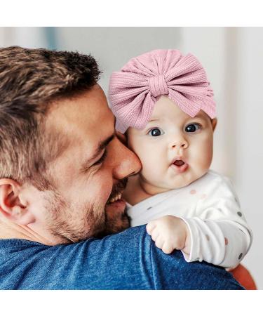 XOKL 2-Piece Soft Stretchy Baby Turban Hats - Newborn Toddler Girl Boy Hat for Kindergarten & Hospital - Pink & White - Buy Online on GoSupps.com