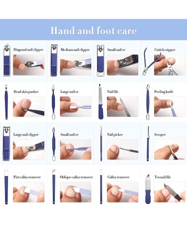 26-Piece Stainless Steel Manicure Pedicure Kit | Siyaluens Professional Nail Clippers Set for Grooming | Travel-Friendly Fingernail Clippers | Blue Manicure Set - Buy Online on GoSupps.com
