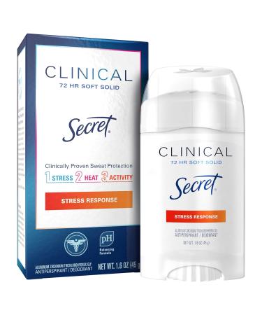Secret Antiperspirant Clinical Strength Deodorant for Women Soft Solid Stress Response 1.6 Oz (Pack of 3) 1.6 Ounce (Pack of 3) Stress Response - Buy Online on GoSupps.com