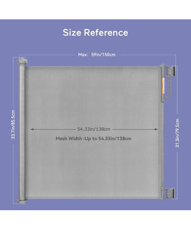 Momcozy Retractable Baby Gate | 33 Tall | Extends up to 55 Wide | Child Safety Gate for Stairs, Doorways, Indoor & Outdoor - Grey - Buy Online on GoSupps.com
