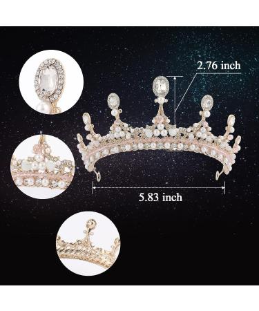 Pink Tiara - Vintage Rhinestone Crown for Women & Girls - Prom Queen, Birthday, Pageant, Quinceanera - Renaissance Costume - Gold - Buy Online on GoSupps.com