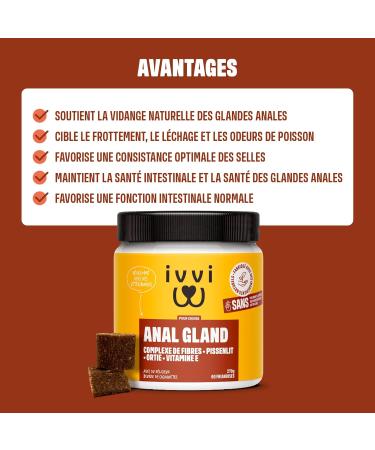ivvi Anal Gland - Snacks to Support Dogs' Anal Gland Health. Contains Pumpkin Psyllium Flax Dandelion Nettle and Prebiotics. 60 Snacks (270g) with Peanut Butter Base. - Buy Online on GoSupps.com
