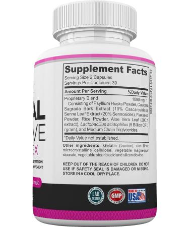 Herbal Laxative for Women - Gentle Constipation Relief with Psyllium Husk, Cascara Sagrada & Probiotics - 60 Capsules - Buy Online on GoSupps.com