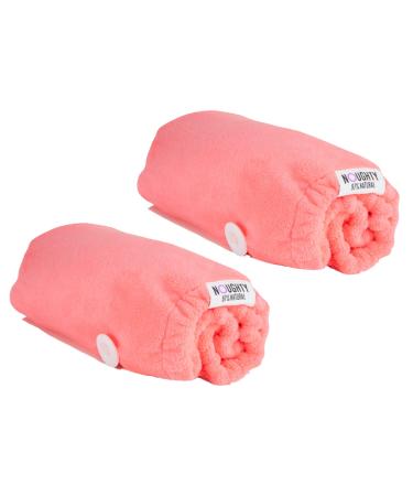 Noughty 97% Natural Pink Microfibre Hair Towel Quickly Absorbs Moisture Reduces Breakage Combats Frizz Pink Duo 2 Pink